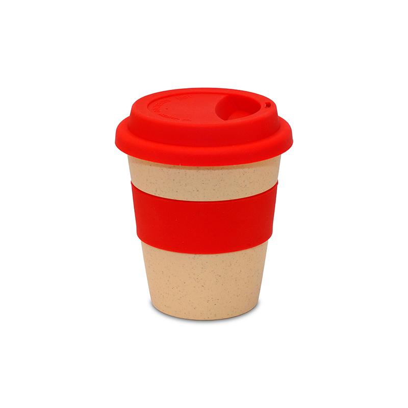 Red Colour Wheat Straw Cup With Silicon Lid And Bond